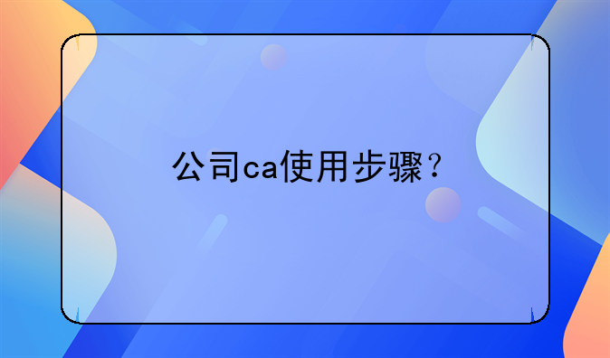 深圳公司注册什么时候用到CA——公司ca使用步骤？