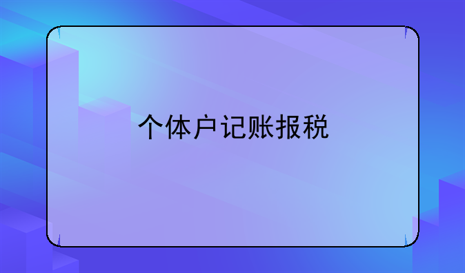 个体户记账报税