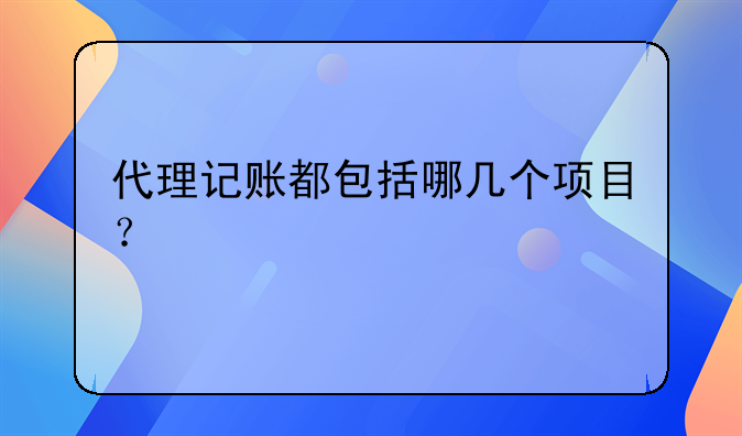 代理记账都包括哪几个项目？