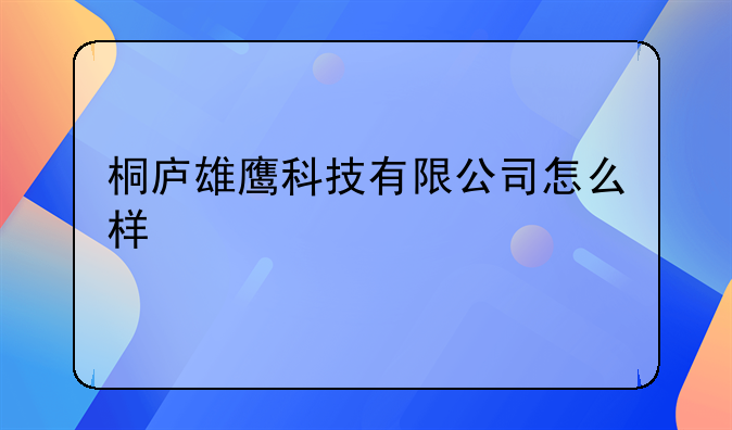 桐庐雄鹰科技有限公司怎么样