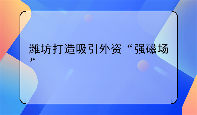 潍坊打造吸引外资“强磁场”