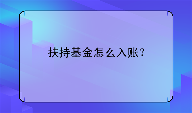 扶持基金怎么入账？