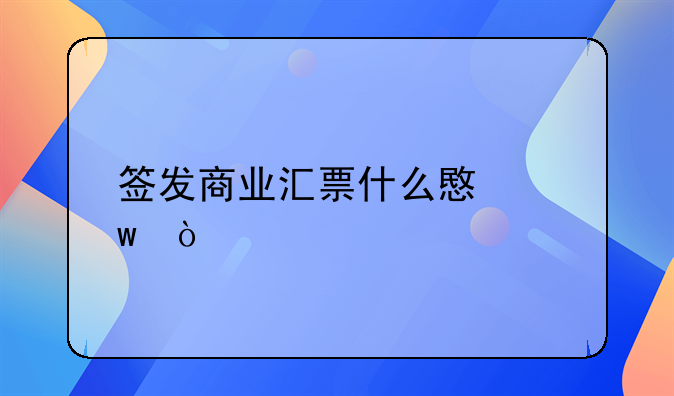 签发商业汇票什么意思？