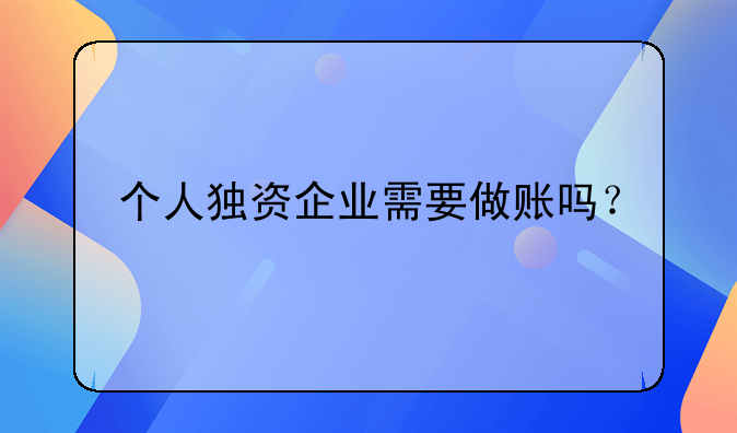 个人独资企业需要做账吗？