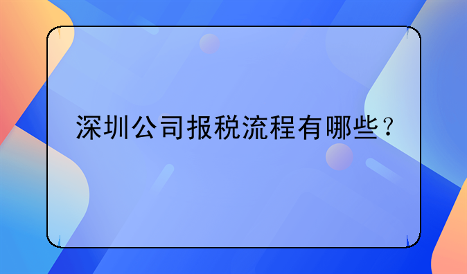 深圳一般纳税人税务申报流程
