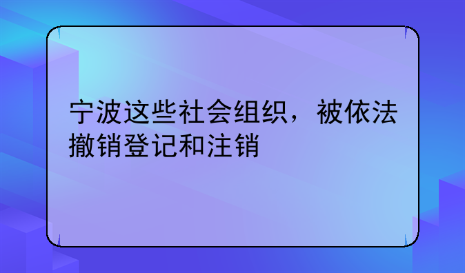 宁波这些社会组织，被依法撤销登记和注销