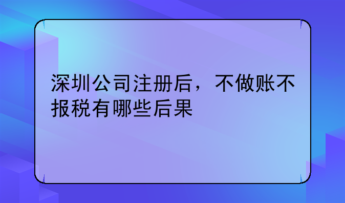 深圳公司注册后，不做账不报税有哪些后果