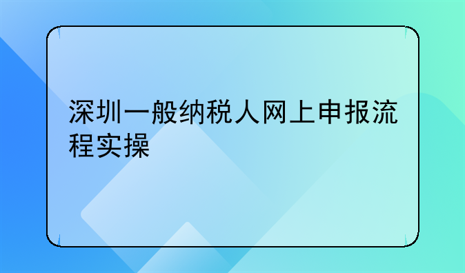 深圳一般纳税人网上申报流程实操