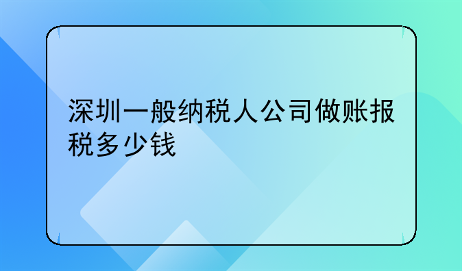 深圳一般纳税人公司做账报税多少钱