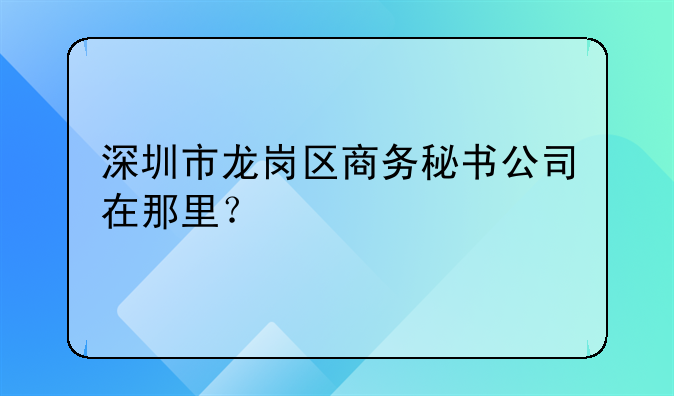 深圳市龙岗区商务秘书公司在那里？