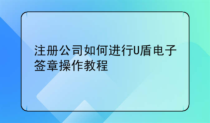 深圳网上注册公司数字证书u盾如何电子签名--注册公司如何进行U盾电子