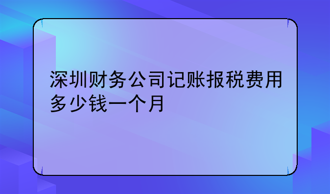 深圳财务公司记账报税费用多少钱一个月