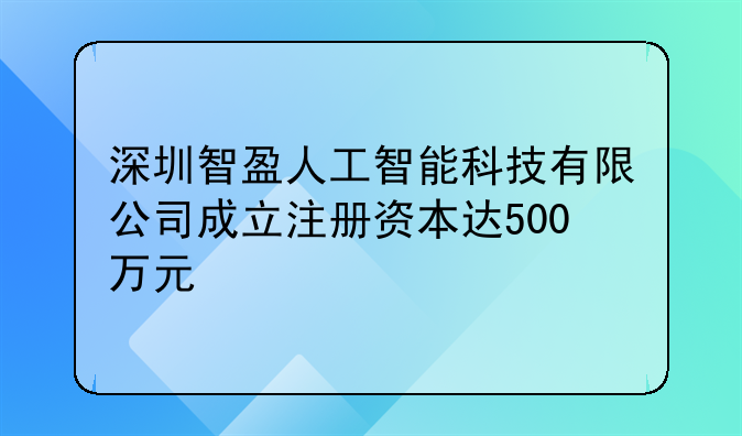 深圳智盈人工智能科技有限公司成立注册