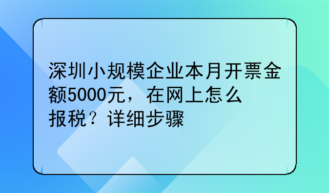 深圳小规模企业本月开票金额5000元，在网上怎么报税？详细步骤