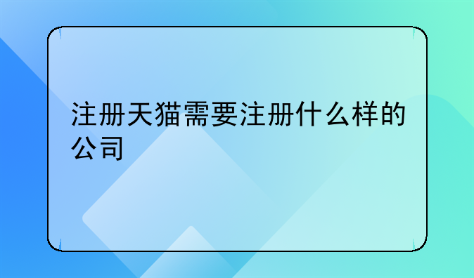 注册天猫需要注册什么样的公司